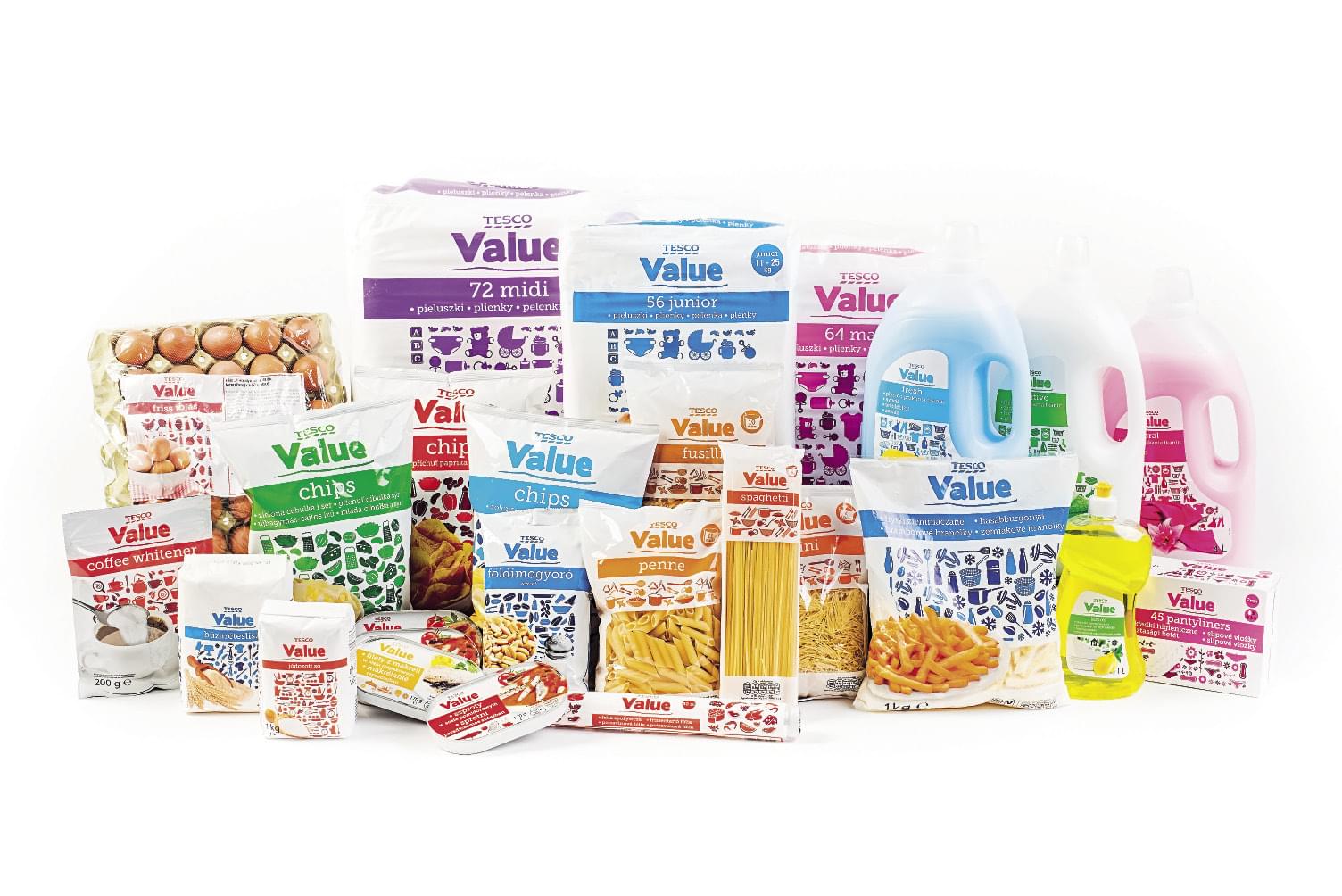 More cheerful and attractive new design for Tesco Value products